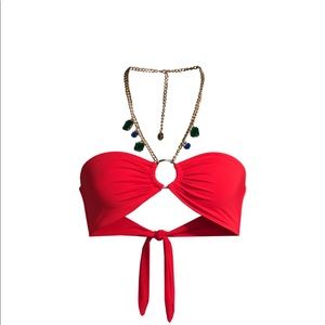 NWOT WeWoreWhat Necklace Ring Bandeau Bikini Top M